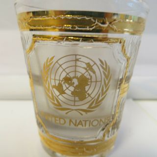 Culver United Nations Souvenir 22k Gold - Trimmed - Frosted Shot Glass Nyc