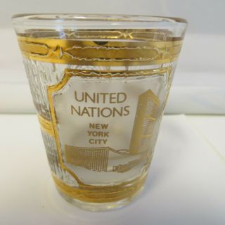 Culver United Nations Souvenir 22K Gold - Trimmed - Frosted Shot Glass NYC 2