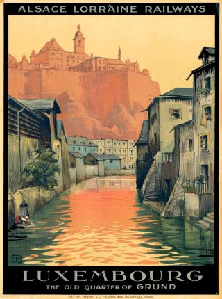 Luxembourg The Old Quarter Of Grund Vintage Travel Advertisement Art Poster