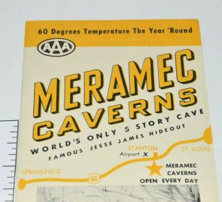 Meramec Caverns Vintage Travel Brochure Jesse James Photo 103 Years Old Atomic