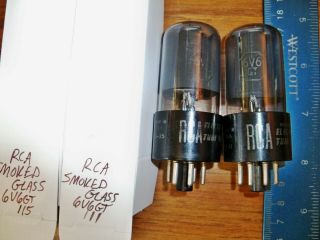 2 Strong Matched Rca Smoked Glass 6v6gt Tubes - 115 & 111