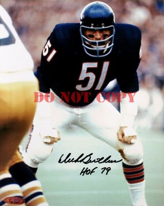 Dick Butkus Signed Chicago Bears 8x10 Photo Inscribed Hof 79