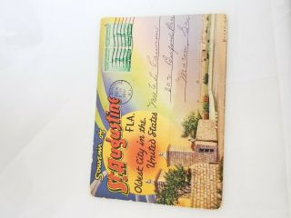 St Augustine,  Florida Vintage 1940s Postcard Souvenir Folder With 1944 Postmark