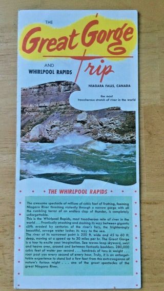 Vintage Niagara Falls " Great Gorge Trip " Full Color Brochure 1950 