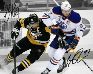 Sidney Crosby Connor Mcdavid Pittsburgh Penguins Oilers Signed Autograph Reprint