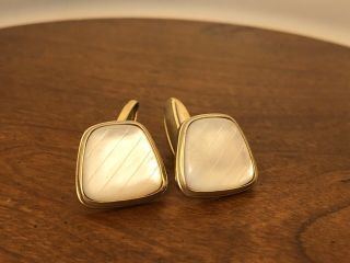 Vintage Mens Antique Cuff Links With White Stone