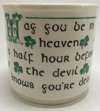 Vintage Carrigdhoun Pottery Irish Mug " May You Be In Heaven Devil " Cork Ireland