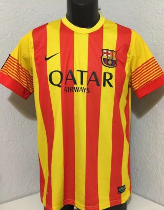 Men’s Nike Dri - Fit Fc Barcelona Soccer/football Training Jersey Sz S Yellow