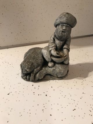 Alaska Figure Glacial Ice Age Sculpture Gold Miner With Wolf Dog
