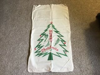 Vintage Feed Grain Sack Quilting Material Christmas Tree 22 X 36 In Craft Sewing