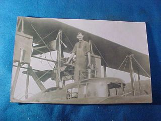 Early 20thc Glenn Curtiss,  Flying Boat Bi Plane America Real Photo Postcard 12