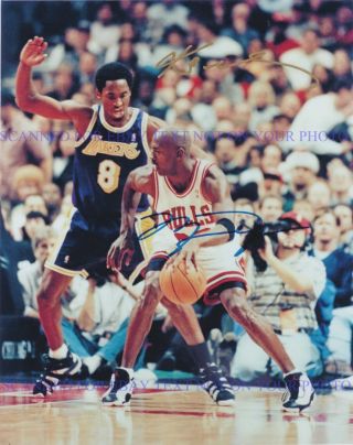 Michael Jordan And Kobe Bryant Signed Autograph 8x10 Rp Photo Basketball Legends