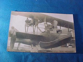 Early 20thc Glenn Curtiss,  Flying Boat Bi Plane America Real Photo Postcard 6