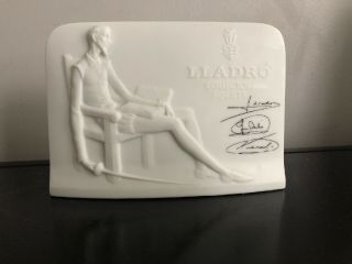 Vintage Lladro Collectors Society Signed Don Quixote Plaque Shell Back 1985