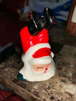 Vintage Upside Down Christmas Santa 2 1/4” Miniature Porcelain Figurine Japan 2