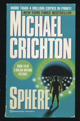 Sphere By Michael Crichton 1st Edition 1988 Vintage Paperback