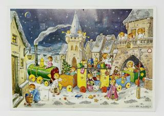 Vintage Kruger Advent Christmas Calendar West Germany Glitter Angels Train Toys 2