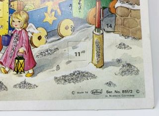 Vintage Kruger Advent Christmas Calendar West Germany Glitter Angels Train Toys 3
