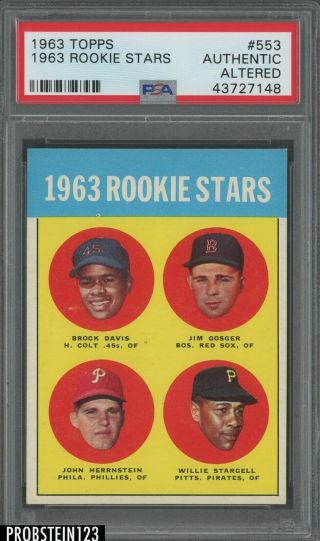 1963 Topps 553 Willie Stargell Pittsburgh Pirates Rc Rookie Hof Psa No Creases