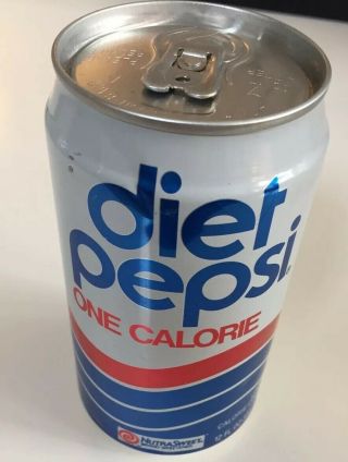 Vintage Diet Pepsi Cola Soda Can,  80s,  Nutrasweet,  Half Full