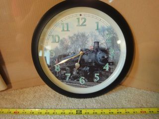 Train Whistle,  Sounds,  Battery Operated Wall Clock.  Railroad Collectible Clock.