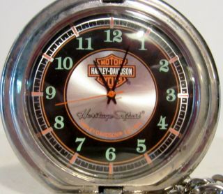 Harley Davidson Heritage Softail Pocket Watch Franklin Eagle Stand Nib