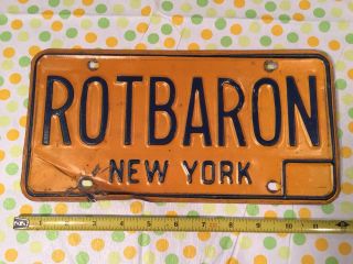 York Vanity License Plate - Rotbaron - Vintage Full - Size Plate