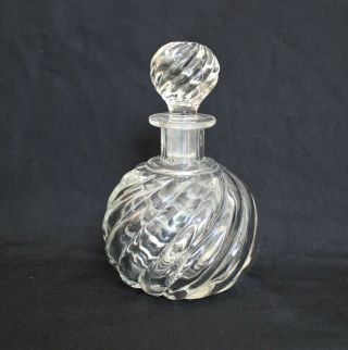 Vintage Swirled Clear Glass Perfume Bottle With Stopper