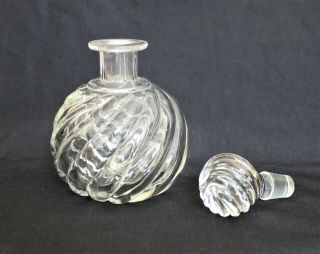 Vintage Swirled Clear Glass PERFUME BOTTLE with Stopper 2