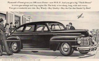 Vintage 1942 Plymouth Sedan Advertisement - 10 " X 13 "
