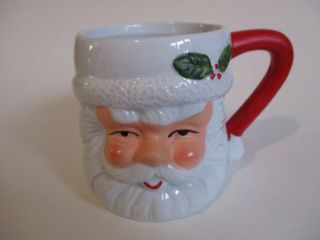 Vintage Santa Claus Mug - Holly Leaves,  Berries On Hat - No Backstamp