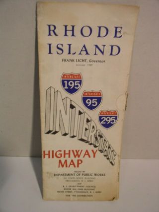 1969 Rhode Island Interstate Highway Map Frank Licht Governor