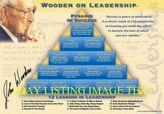 John Wooden Signed Autograph 8x10 Rp Photo Ucla Pyramid Of Success