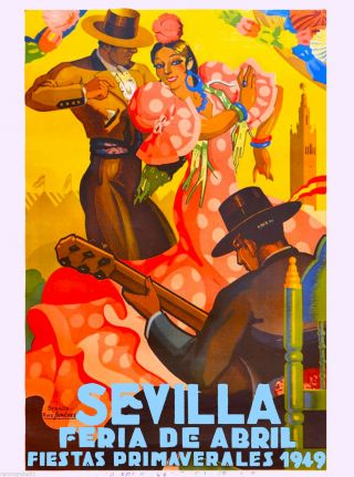 1949 Sevilla Seville Spain Europe European Vintage Travel Advertisement Poster