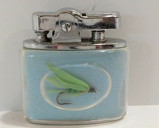 Vintage Manor By Windsor Fishing Lure Cigarette Lighter Blue & Green