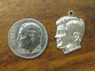 Vintage Silver John Fitzgerald Kennedy Jfk President Head Bust Pendant Charm