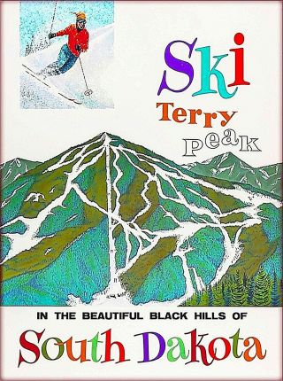Ski Terry Peak Black Hills Vintage South Dakota United States Travel Poster