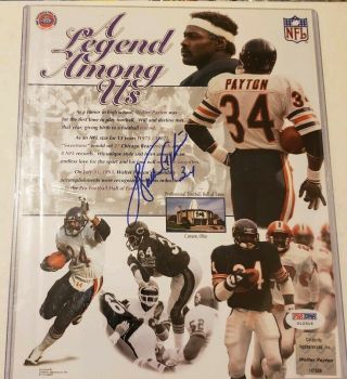 Walter Payton Signed 8x10 Collage " A Legend Among Us " Psa/dna Certified