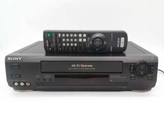 Sony Vcr Video Cassette Recorder Slv - N51 Hifi Stereo Flash Rewind 4 Head Remote