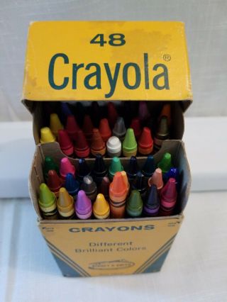 Vintage Crayola Crayons Binney Smith Box Of 48 Different Brilliant Colors