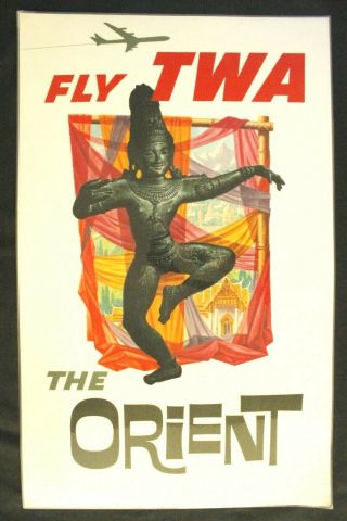 60s Twa The Orient Vintage Travel Airlines Poster David Klein 25x40