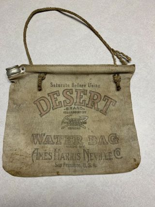Vintage Desert Brand Water Bag Ames Harris Neville Co San Francisco Ca 14.  5 " X11 "