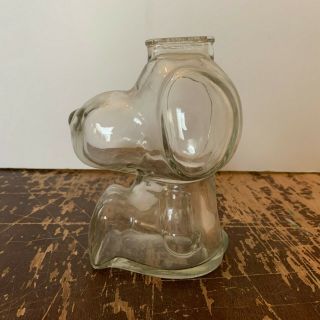 Vintage Clear Glass Peanuts Snoopy Piggy Bank