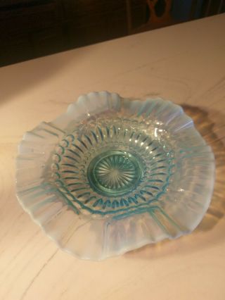 Vintage Light Blue Opalescent Glass Candy Dish 8 1/4 " Bowl