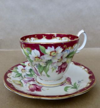 Vintage Bell China Narcissus Cup & Saucer (red) W/gold Trim Cond