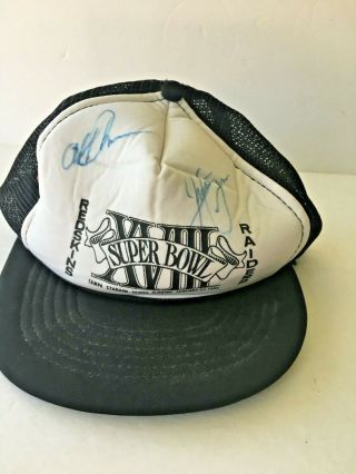 Vintage Bowl Xviii Raiders Redskins Autographed Signed Trucker Hat Cap