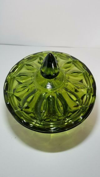 Vintage Indiana Depression Glass Footed Candy Dish & Lid Avocado Green Flawless 2