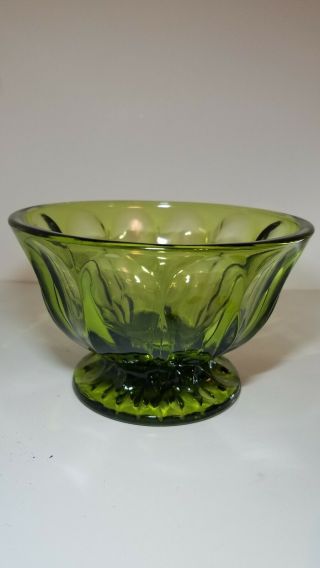 Vintage Indiana Depression Glass Footed Candy Dish & Lid Avocado Green Flawless 3