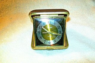 Vintage Linden Windup Travel Alarm Clock,  Hard Case,  Korea