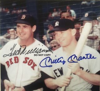 Mickey Mantle Ted Williams 8x10 Authentic Signed Autograph Reprint Photo